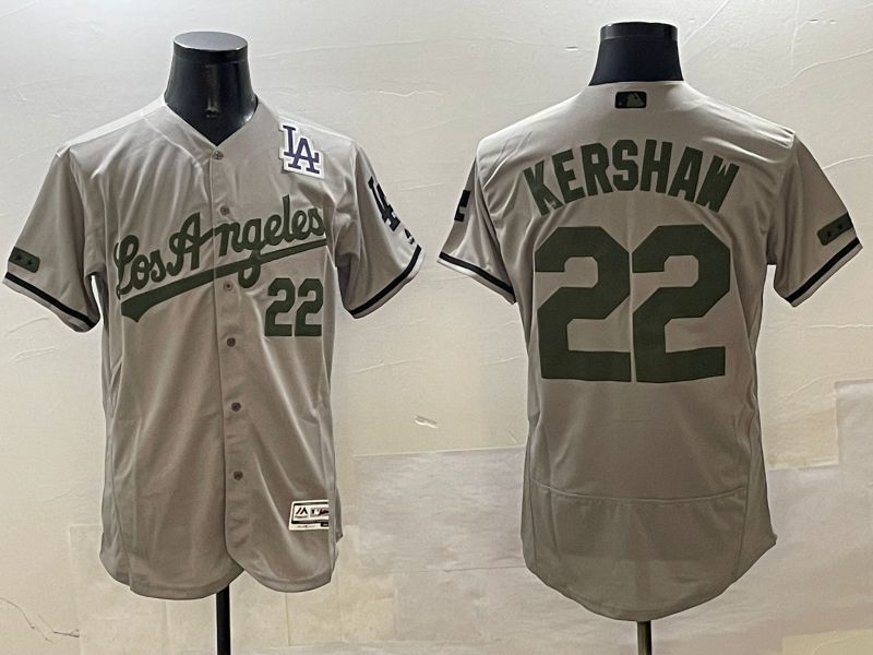 Men Los Angeles Dodgers #22 Kershaw Grey Fashion Elite 2025 Nike MLB Jersey style 5